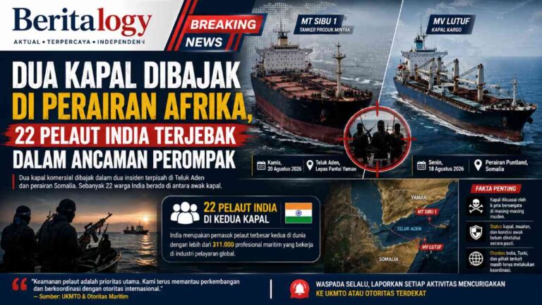 Dua Kapal Dibajak di Perairan Afrika, 22 Pelaut India Terjebak dalam Ancaman Perompak