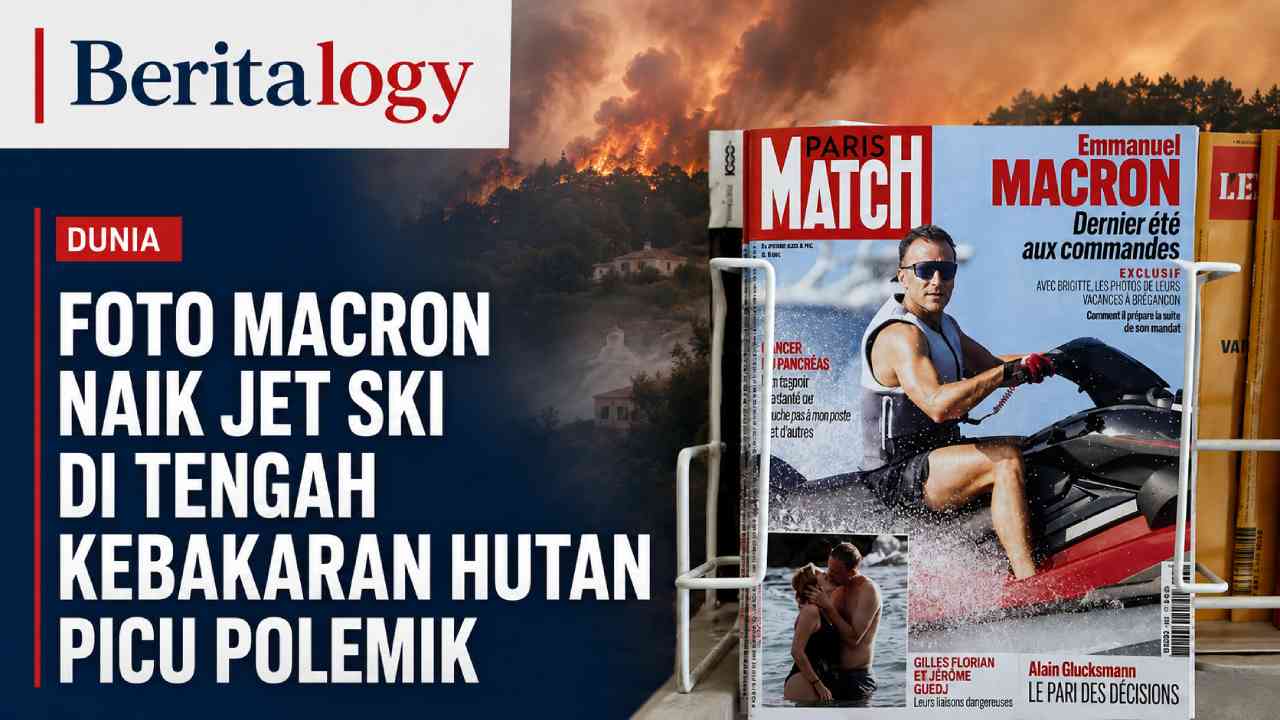 Foto Macron Naik Jet Ski di Tengah Kebakaran Hutan Picu Polemik