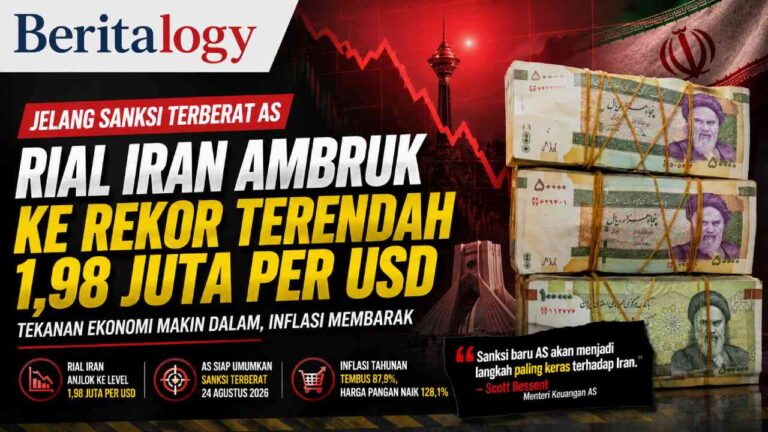 Jelang Sanksi Terberat AS, Rial Iran Ambruk ke Rekor Terendah 1,98 Juta per USD