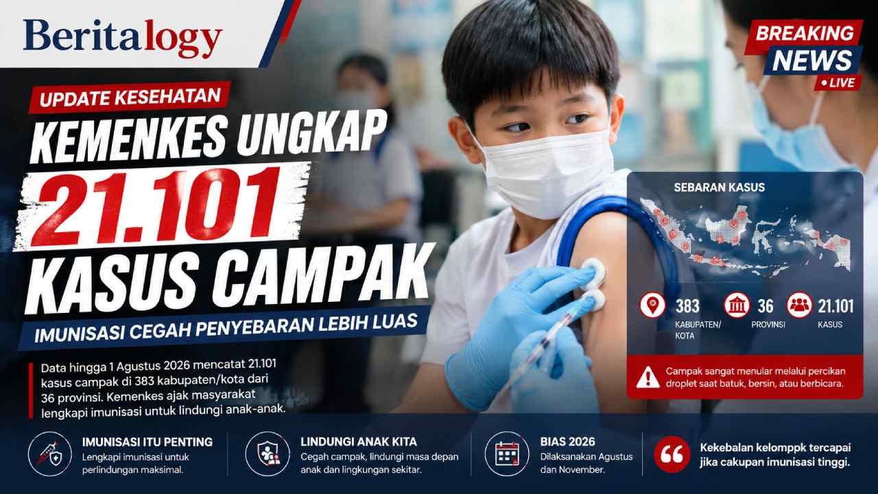 Kemenkes Ungkap 21.101 Kasus Campak, Imunisasi Cegah Penyebaran Lebih Luas