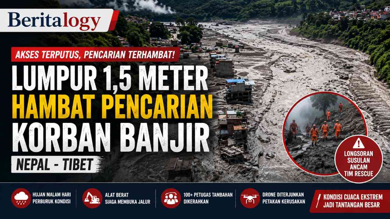 Lumpur 1,5 Meter Hambat Pencarian Korban Banjir Nepal-Tibet