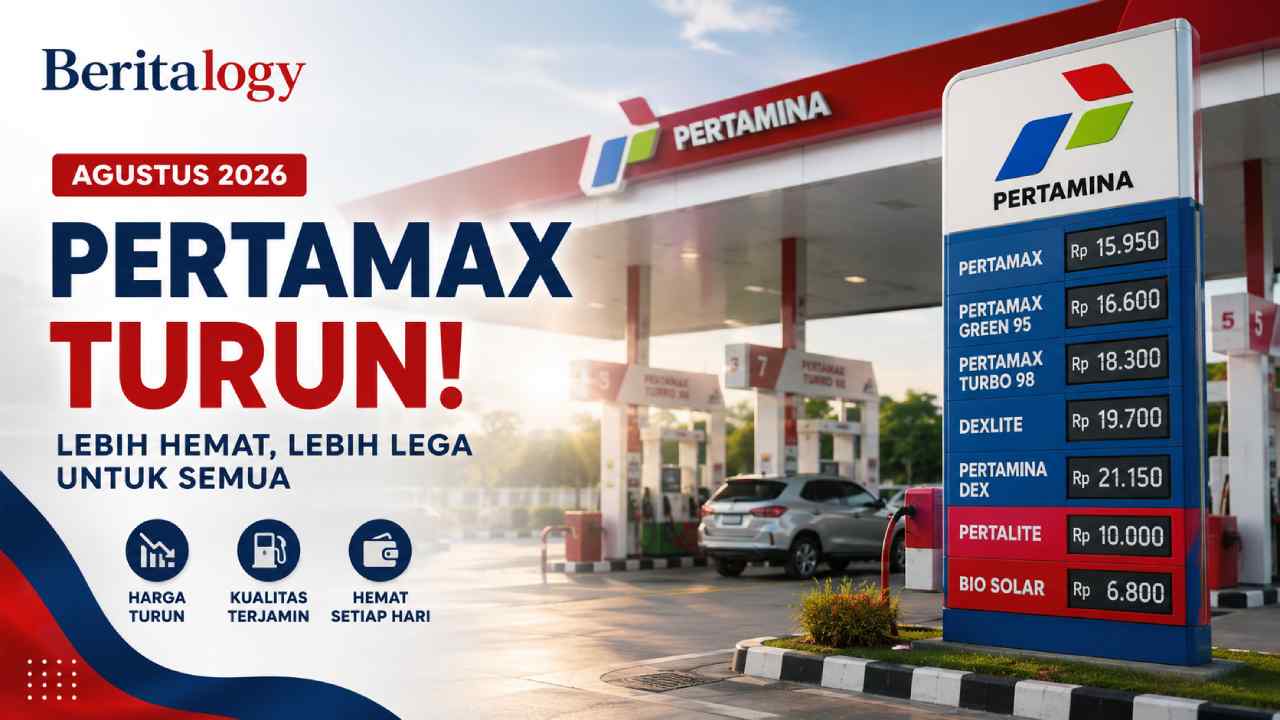 Pertamax Turun Rp15.950/Liter, Daftar Harga BBM Pertamina Agustus 2026