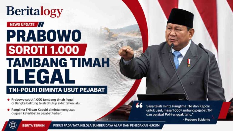 Prabowo Soroti 1.000 Tambang Timah Ilegal, TNI-Polri Diminta Usut Pejabat