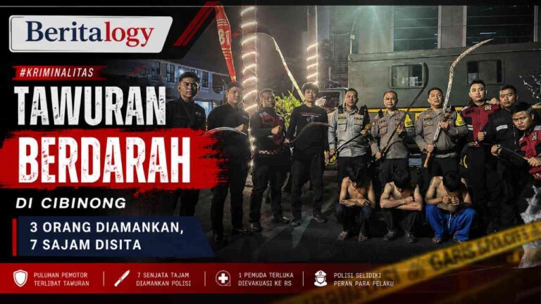 Tawuran Berdarah di Cibinong, 3 Orang Diamankan dan 7 Sajam Disita