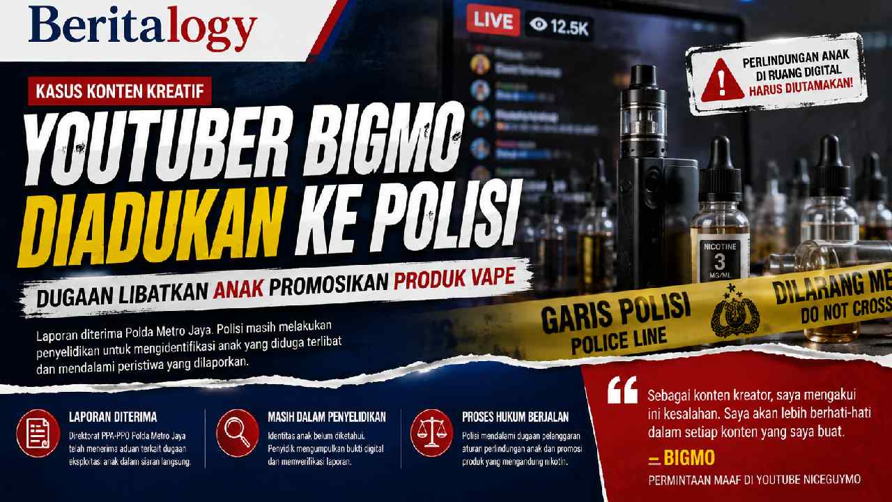Youtuber Bigmo Diadukan ke Polisi, Dugaan Libatkan Anak Promosikan Produk Vape