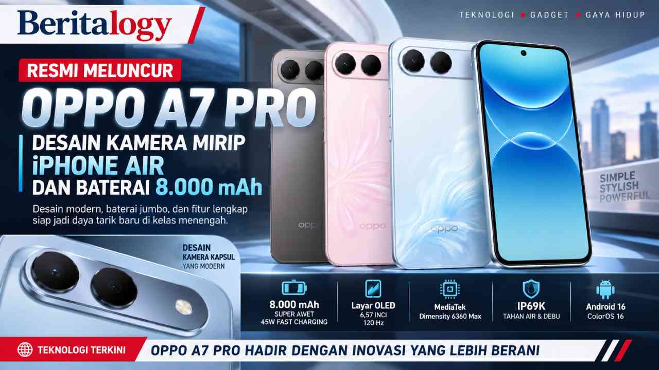 Oppo A7 Pro Resmi, Desain Kamera Mirip iPhone Air dan Baterai 8.000 mAh
