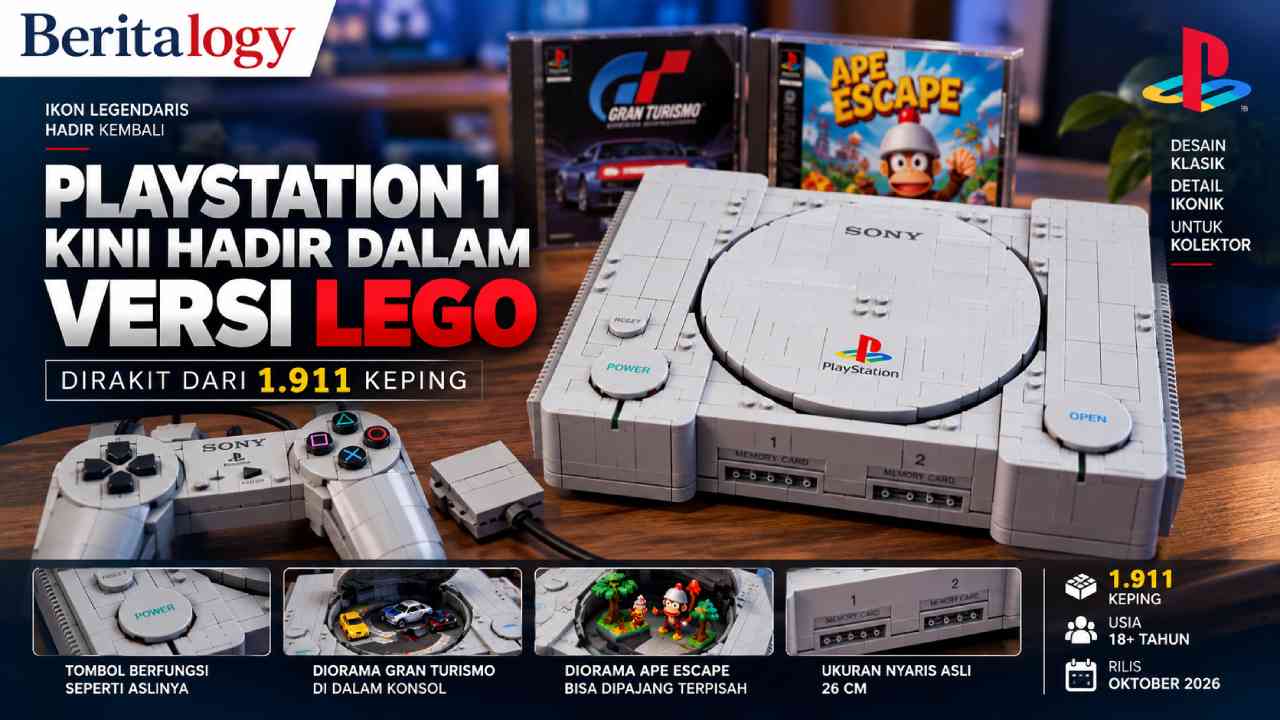 PlayStation 1 Kini Hadir dalam Versi Lego, Dirakit dari 1.911 Keping