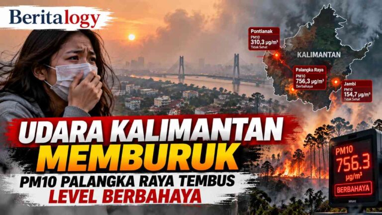 Udara Kalimantan Memburuk, PM10 Palangka Raya Tembus Level Berbahaya